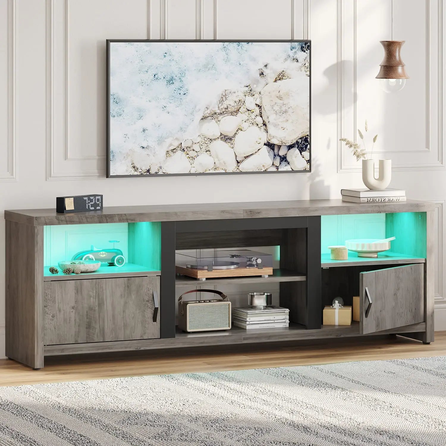 70 inch led tv stand with storage cabinets Bestier