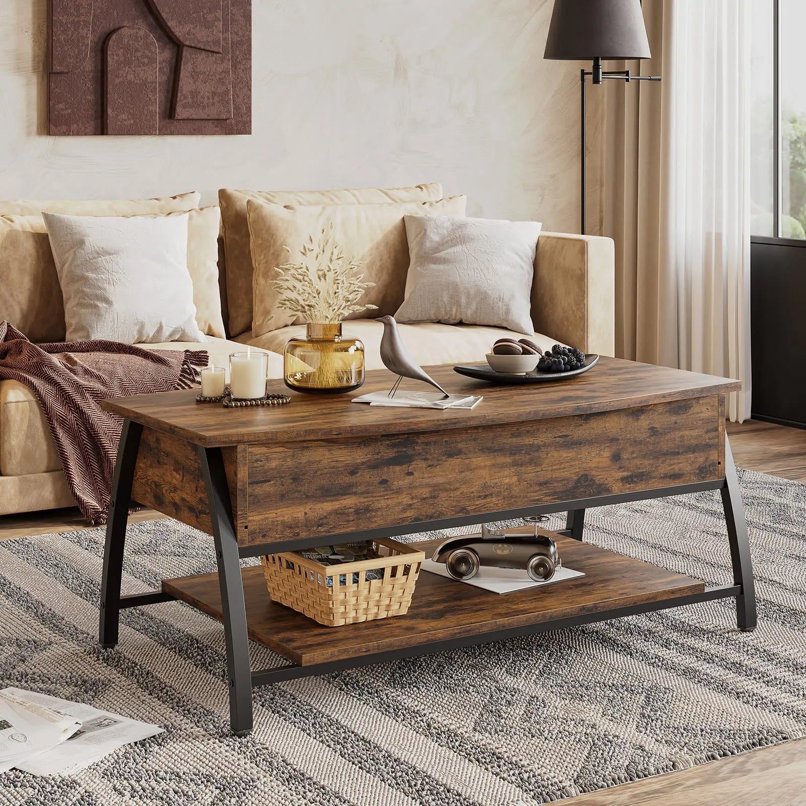 the brown lift top coffee table