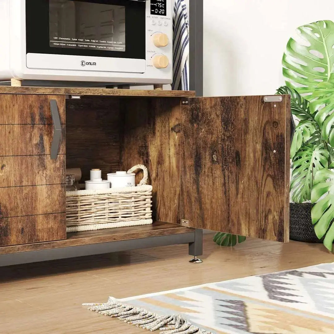 the Storage Cabinet Rustic Brown Microwave Stand