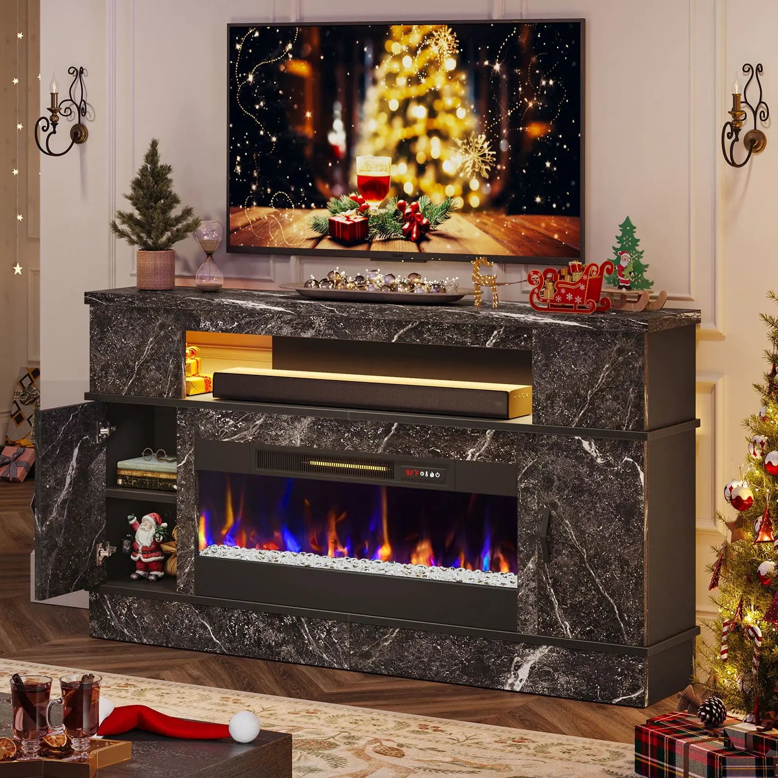 led fireplace tv stand with 36 inch electric fireplace Bestier