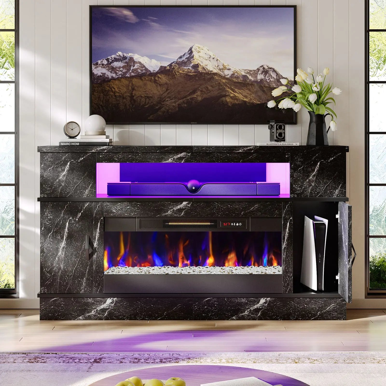 led fireplace tv stand with 36 inch electric fireplace Bestier