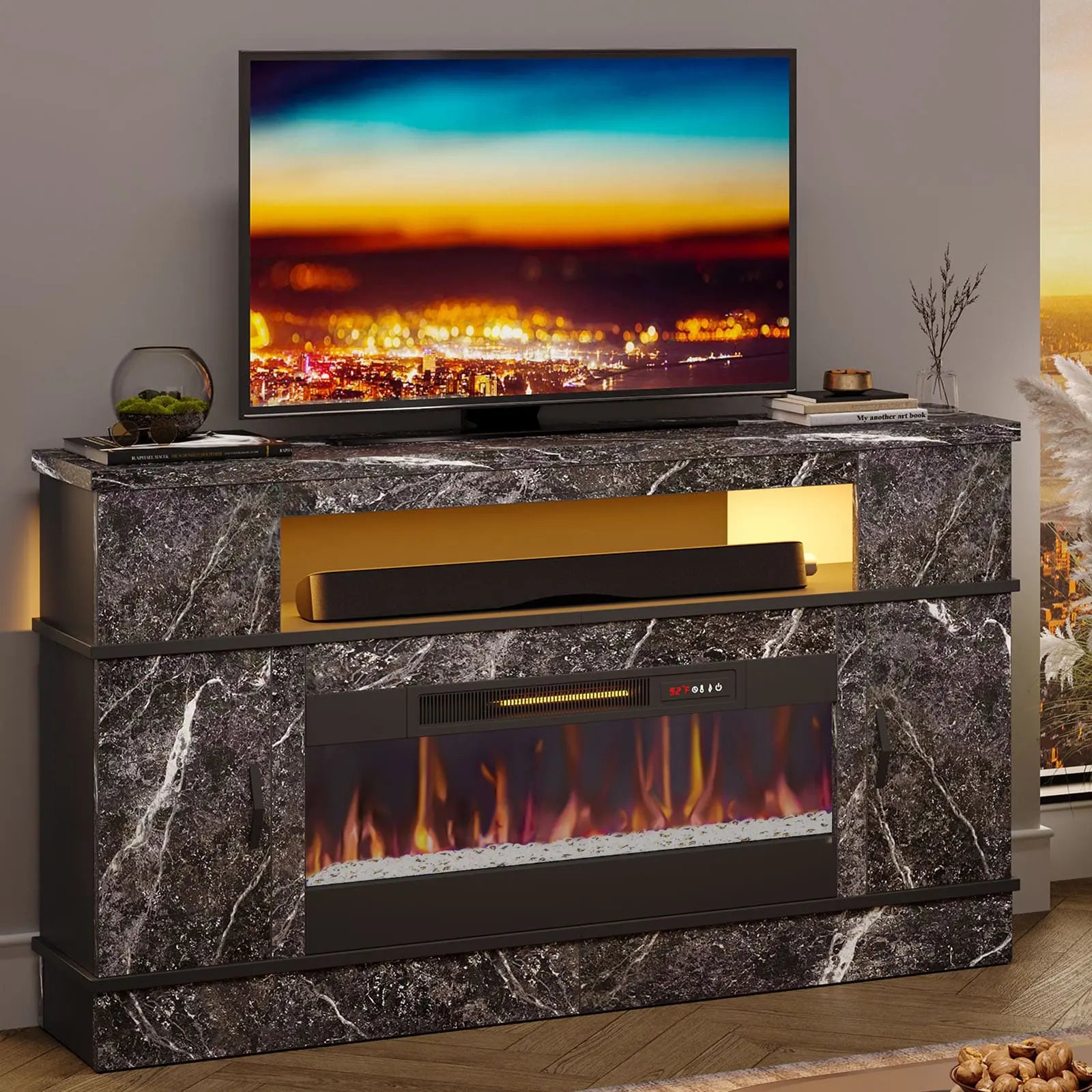 led fireplace tv stand with 36 inch electric fireplace Bestier