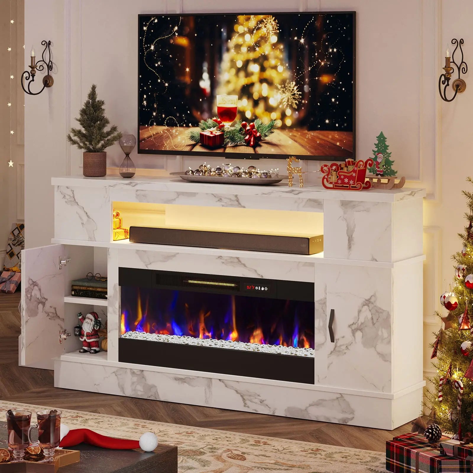 led fireplace tv stand with 36 inch electric fireplace Bestier