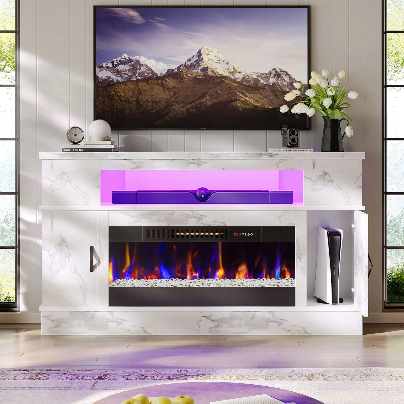 led fireplace tv stand with 36 inch electric fireplace Bestier