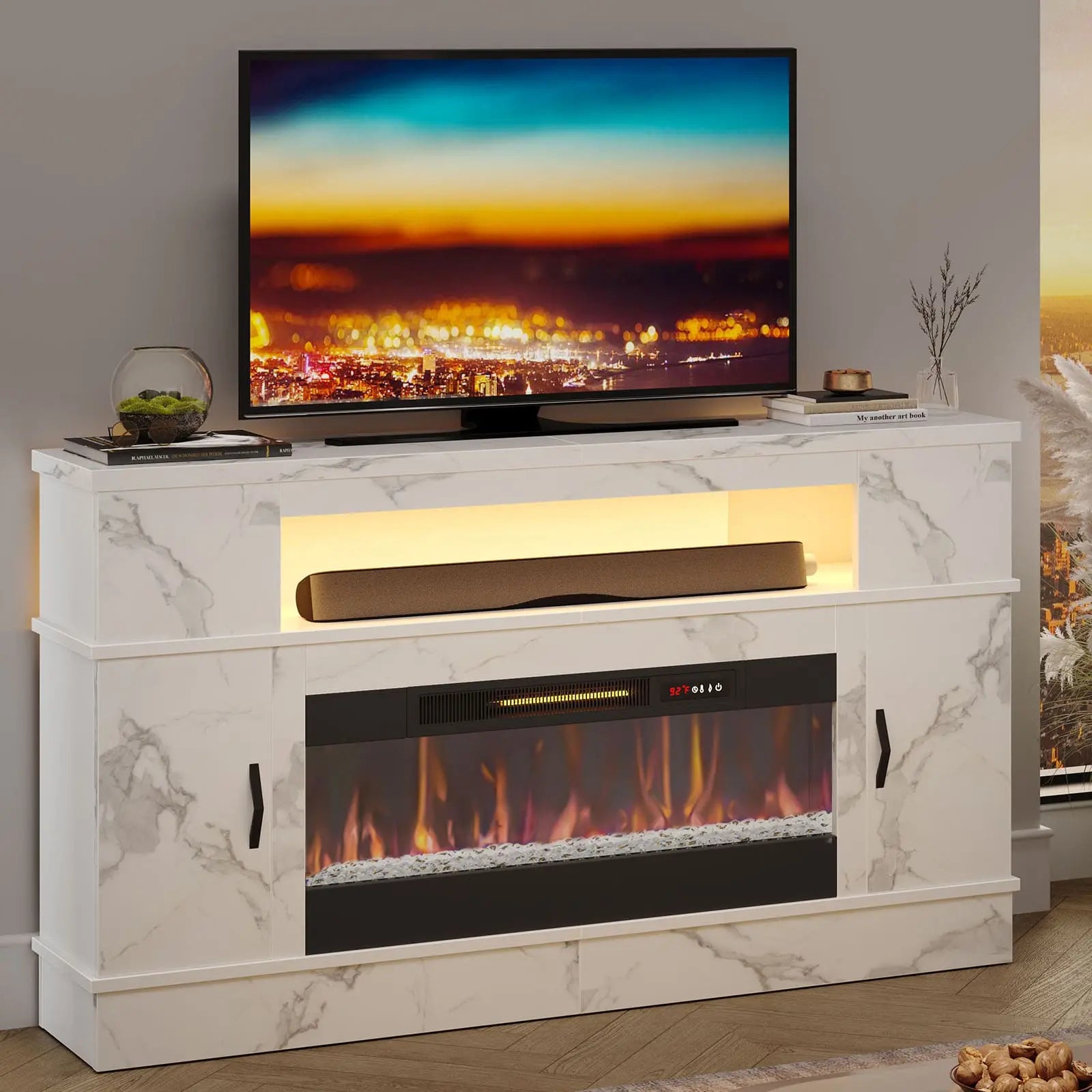 led fireplace tv stand with 36 inch electric fireplace Bestier