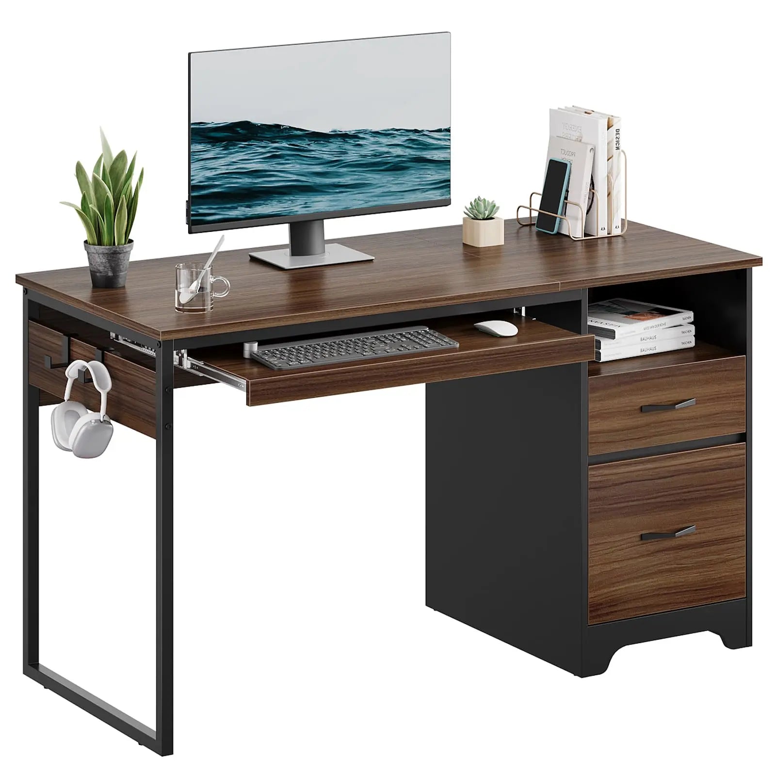 48 inch office computer desk with drawers Bestier