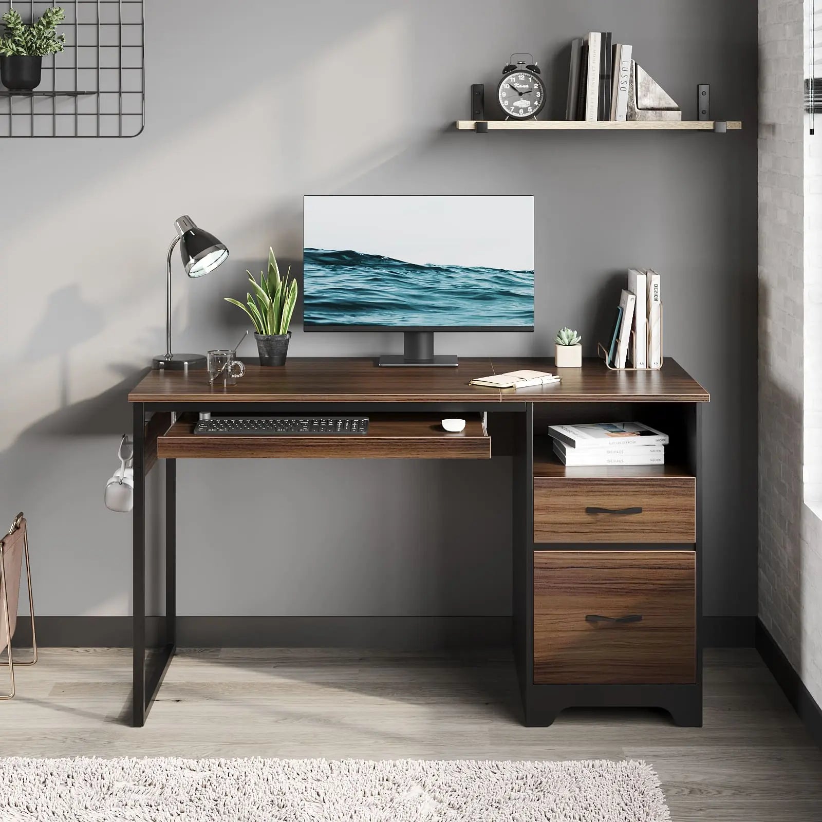 48 inch office computer desk with drawers Bestier