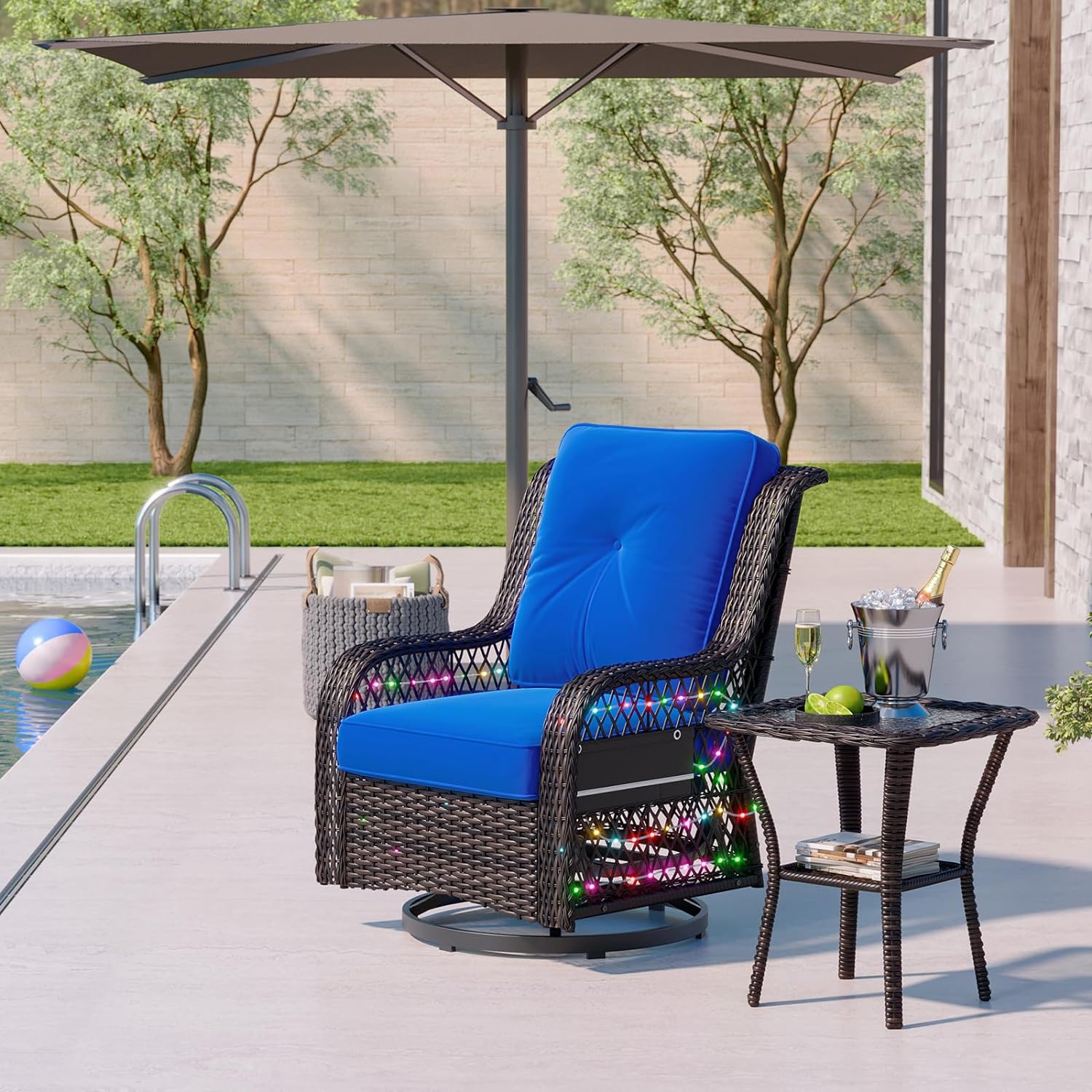 Bestier LED Outdoor Rocking Chairs with Fabric Cushions