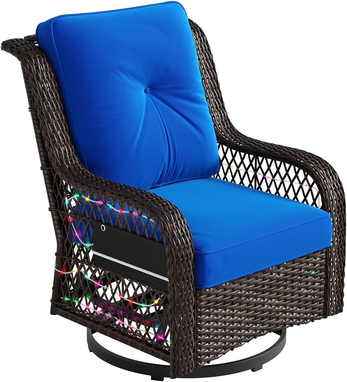 LED Outdoor Rocking Chairs with Fabric Cushions for Deck Porch Garden