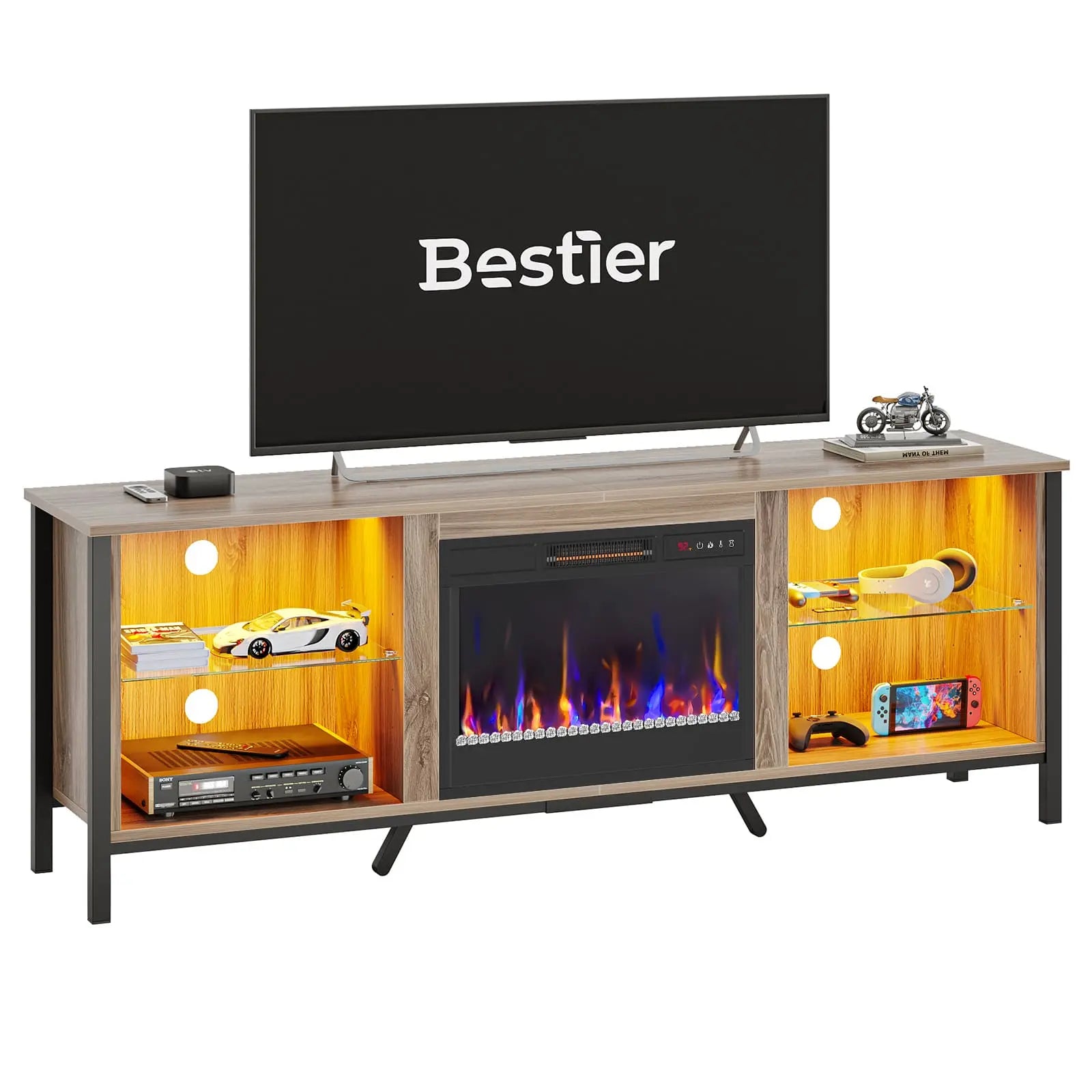 Bestier Modern LED Fireplace Entertainment Center Bestier