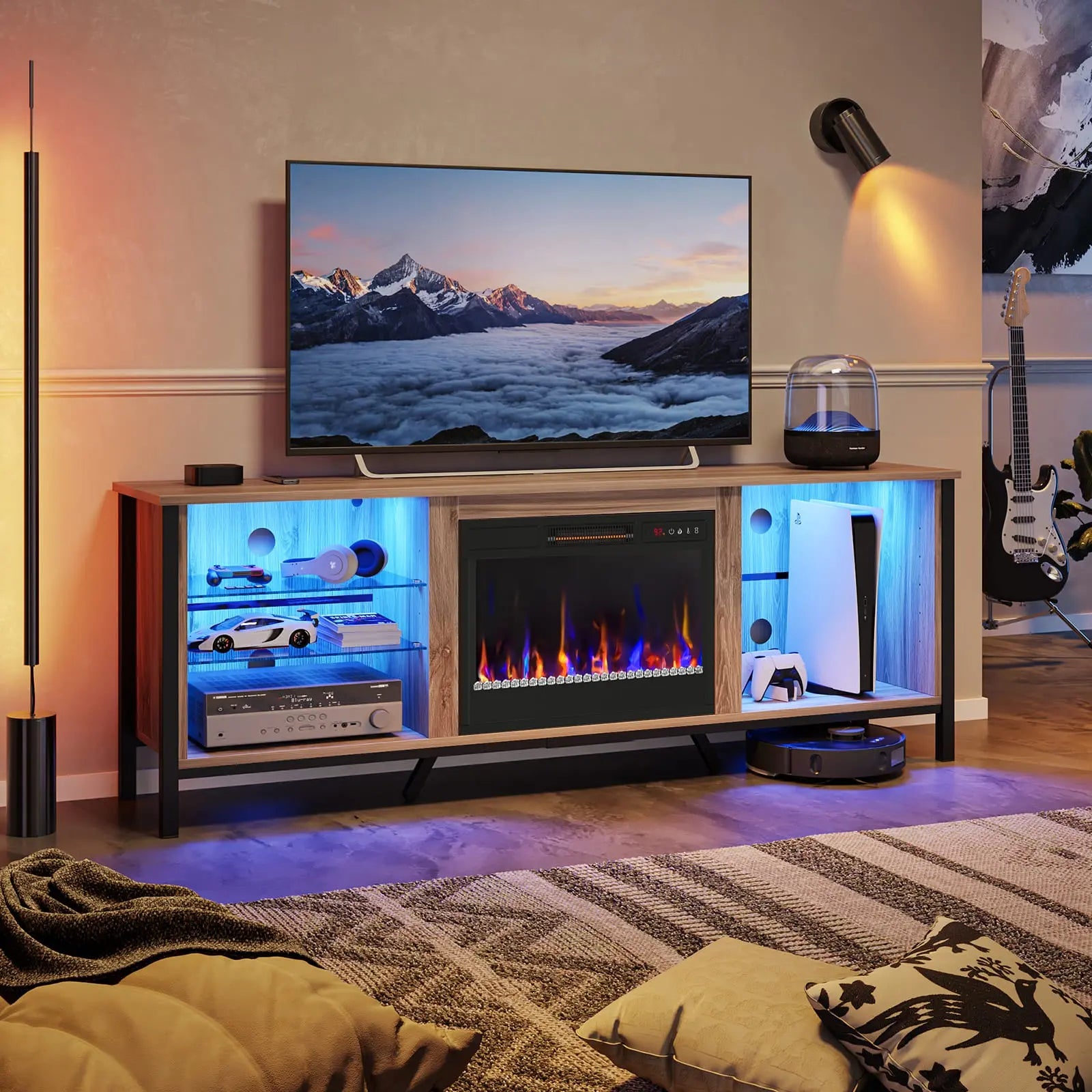 Bestier Modern LED Fireplace Entertainment Center Bestier