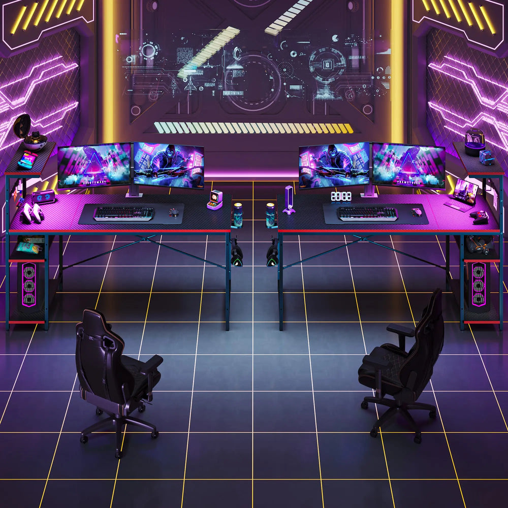 Gaming Desk 61-inch | RGB Lighting | Reversible Storage