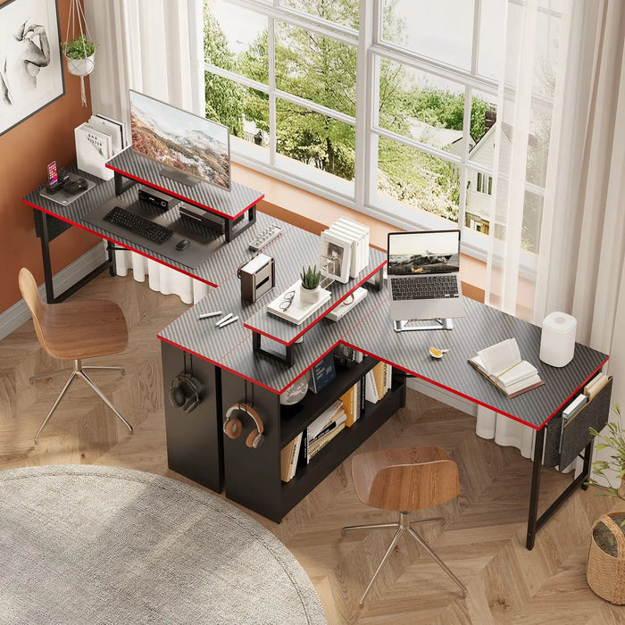 L-Shaped Desk - Bestier 42 Inch with Open Storage Cabinet