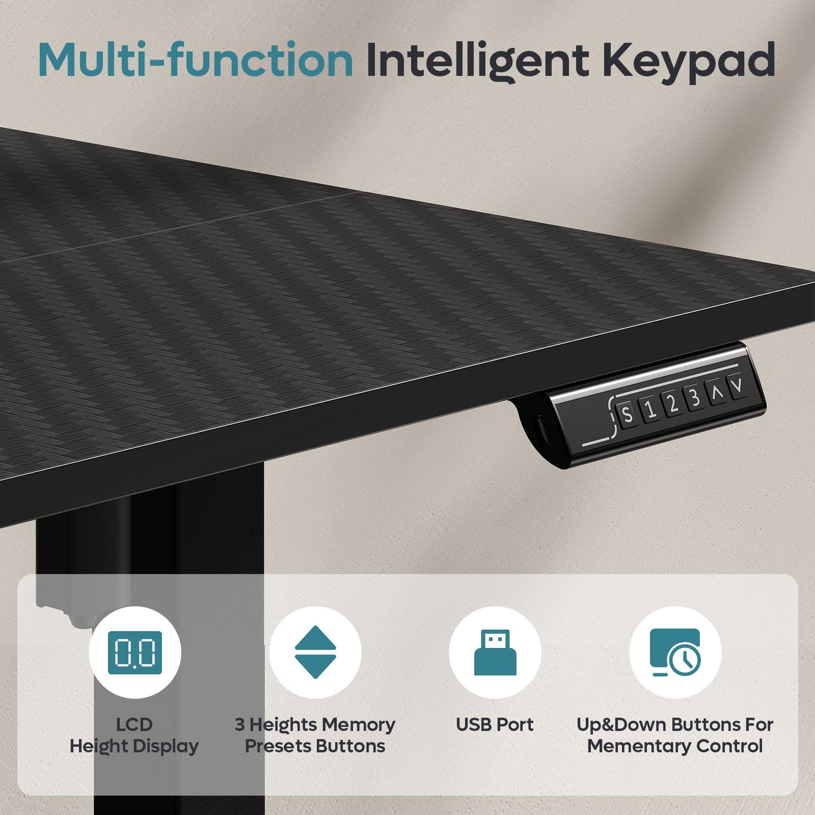 standing desk with intelligent keypad