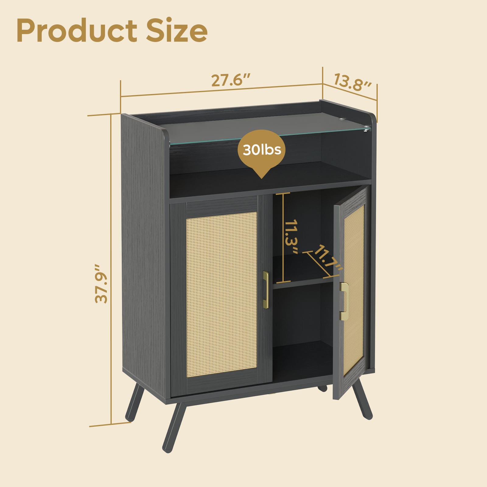 the size of black rattan storage cabinet