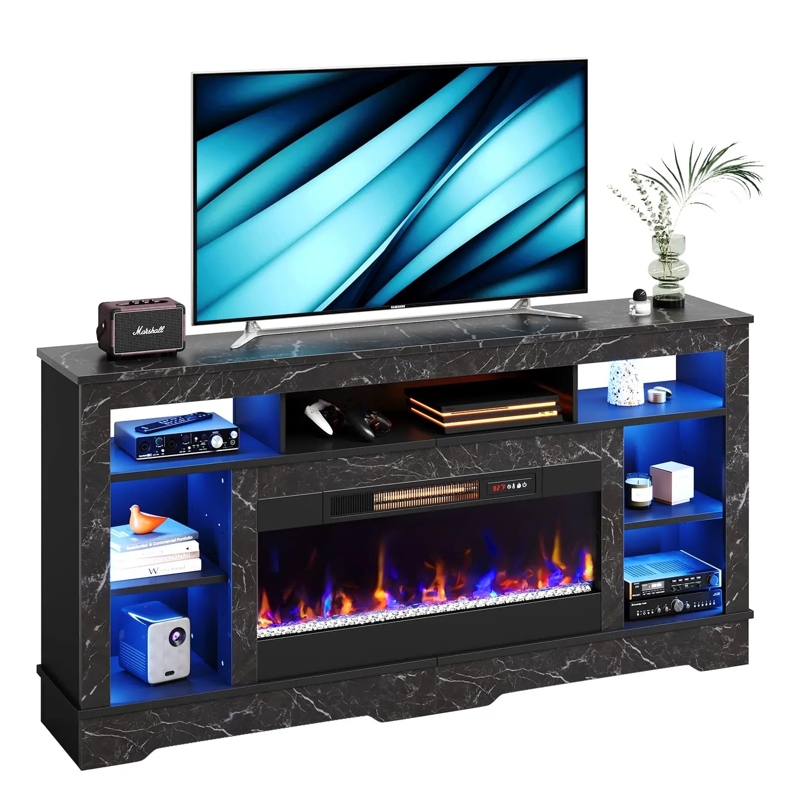 tall-fireplace-tv-stand-with-storage Bestier