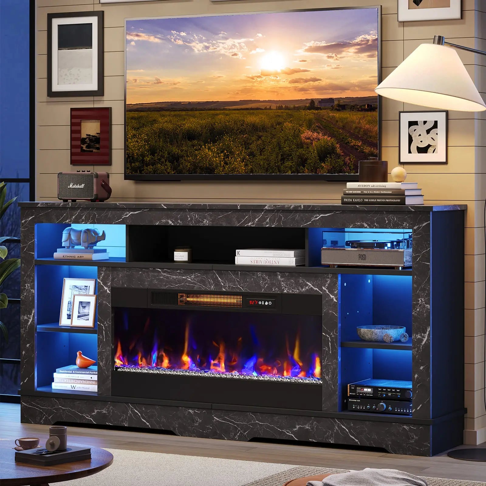 tall-fireplace-tv-stand-with-storage Bestier