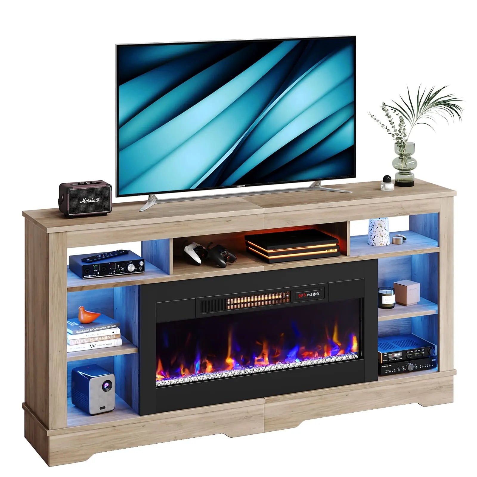 tall-fireplace-tv-stand-with-storage Bestier