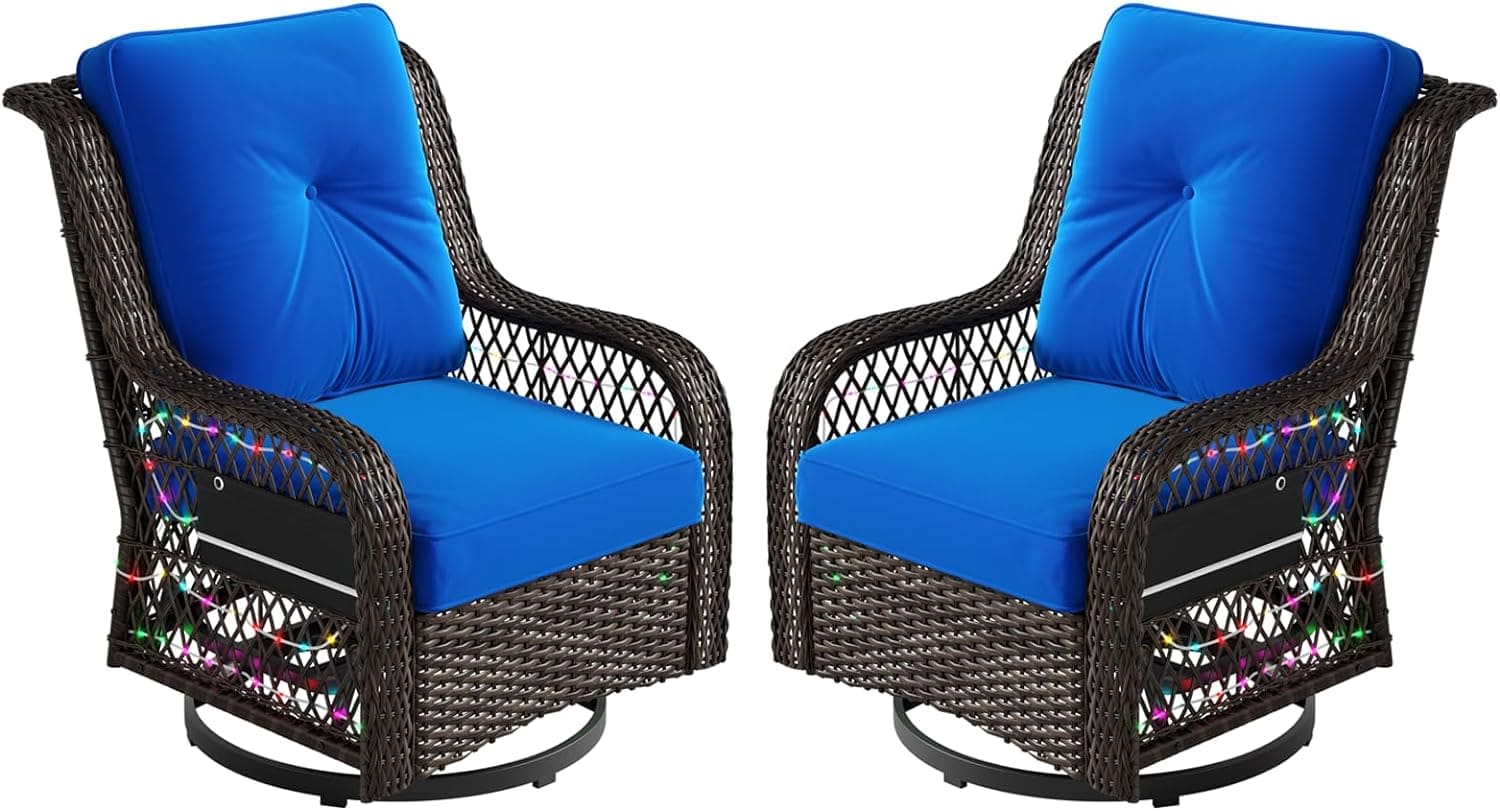 two swivel gliding chairs