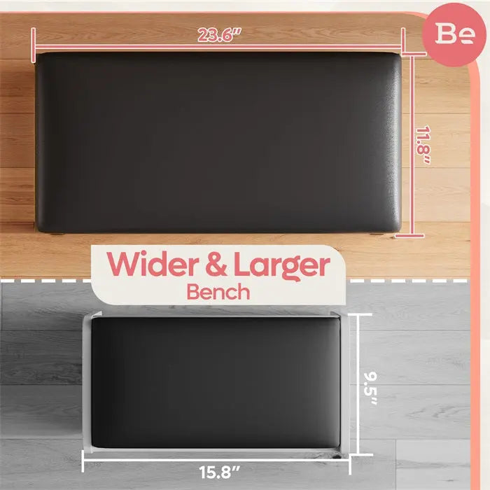 Vanity bench is wider and larger