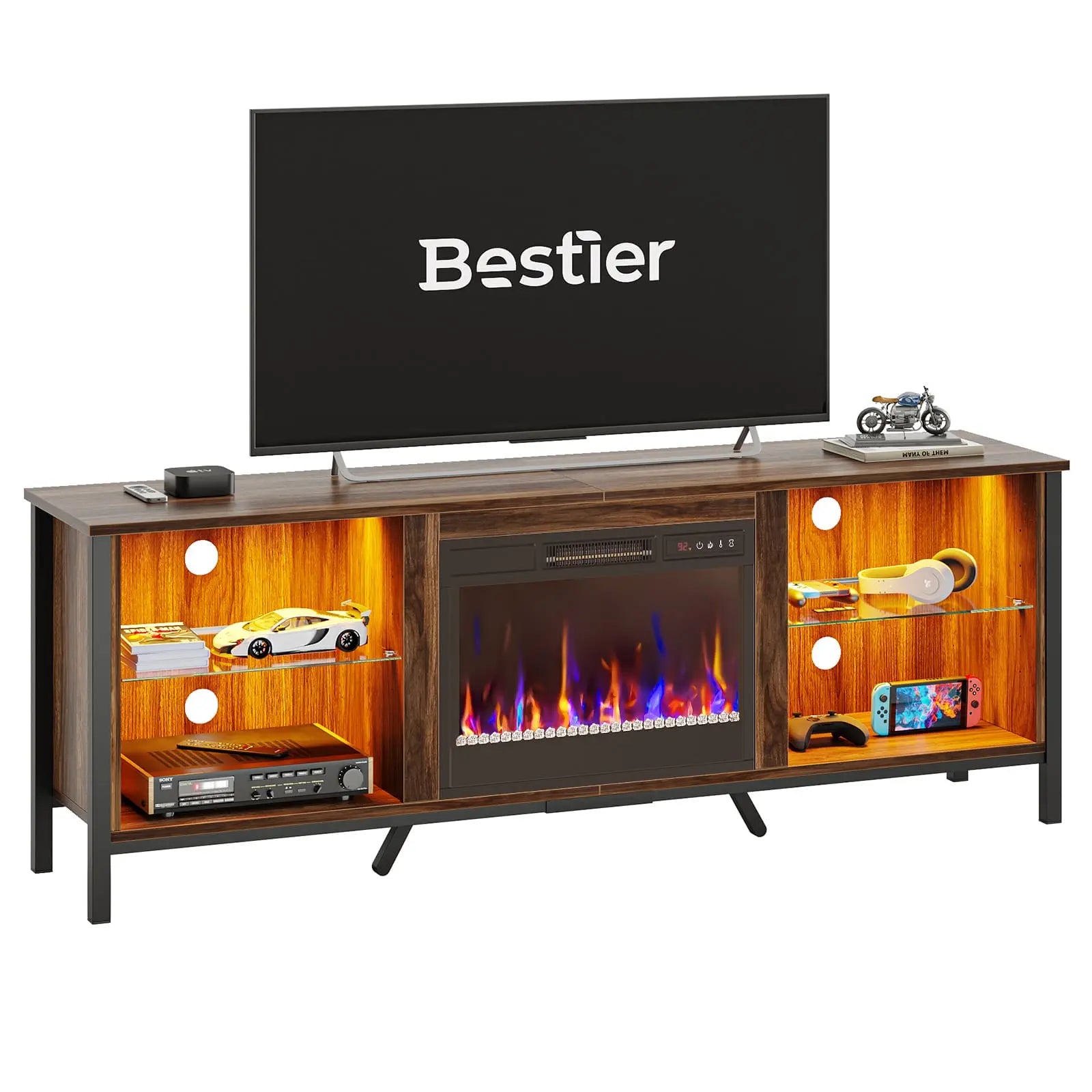 Bestier Modern LED Fireplace Entertainment Center Bestier