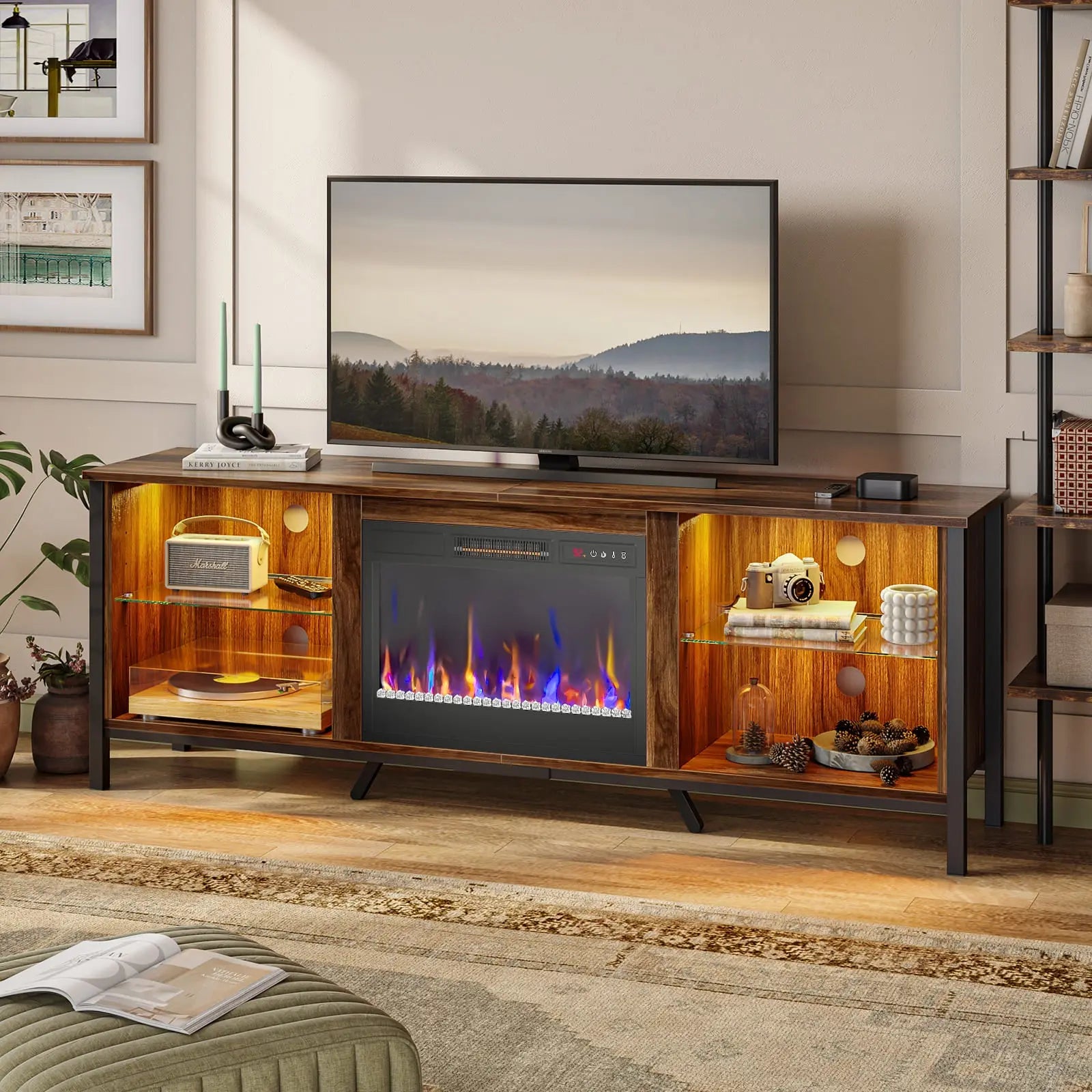 Bestier Modern LED Fireplace Entertainment Center Bestier