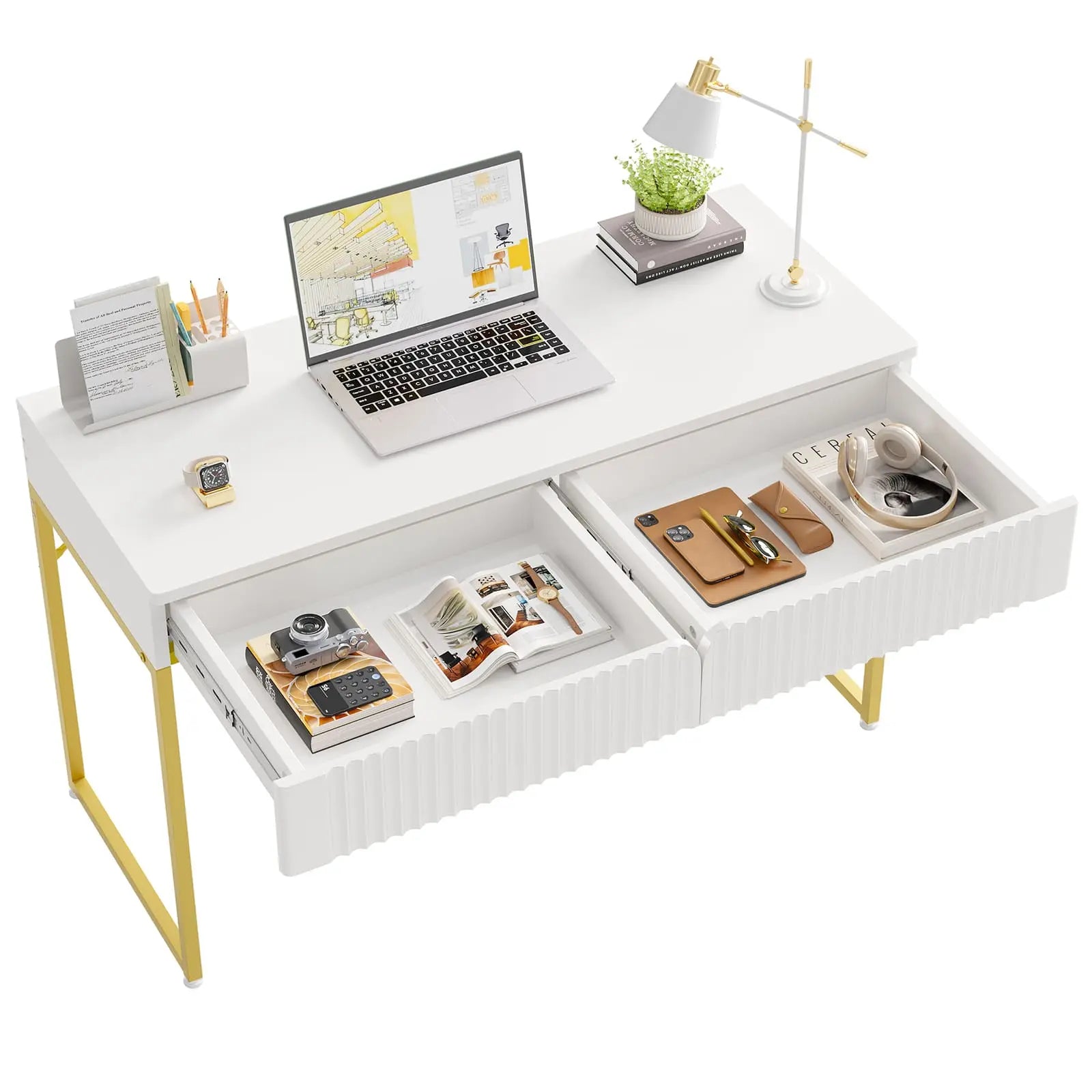 47 inch wood computer desk with storage Bestier