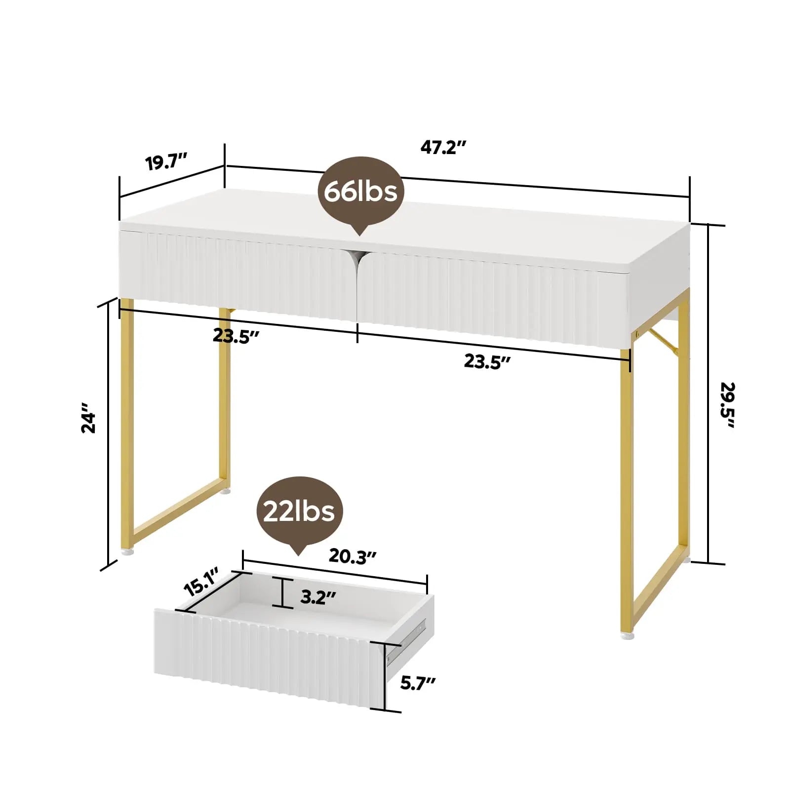 47 inch wood computer desk with storage Bestier