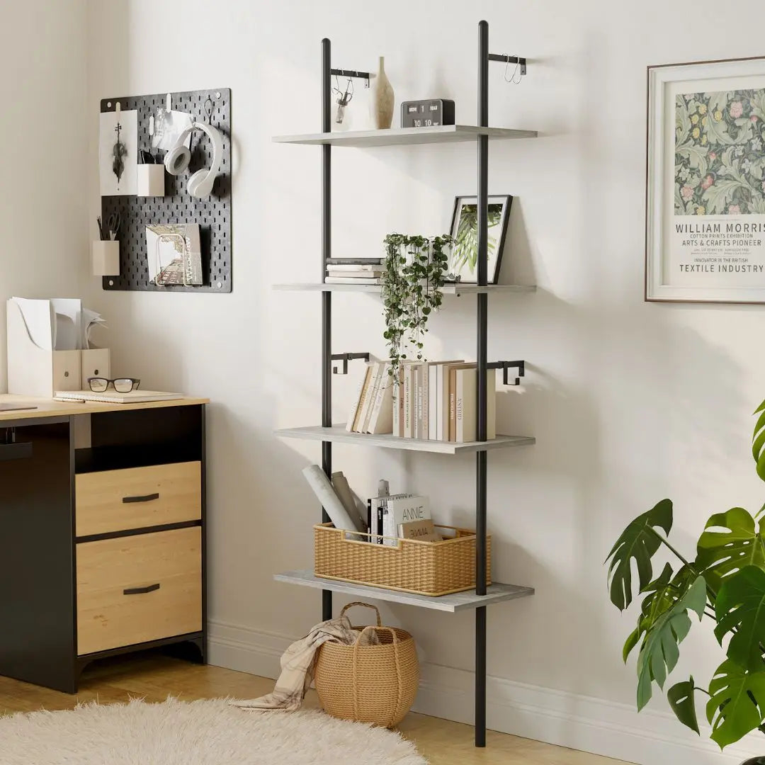 23.6'' Wide 4-Tier Wooden Office Bookshelf Plant Shelf - Bestier