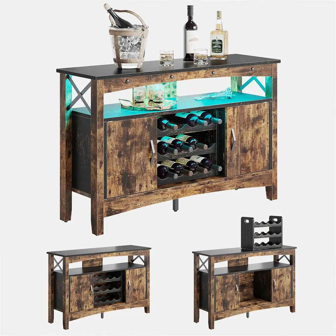 three 50'' Bar Cabinet with Removable Wine Rack - Bestier