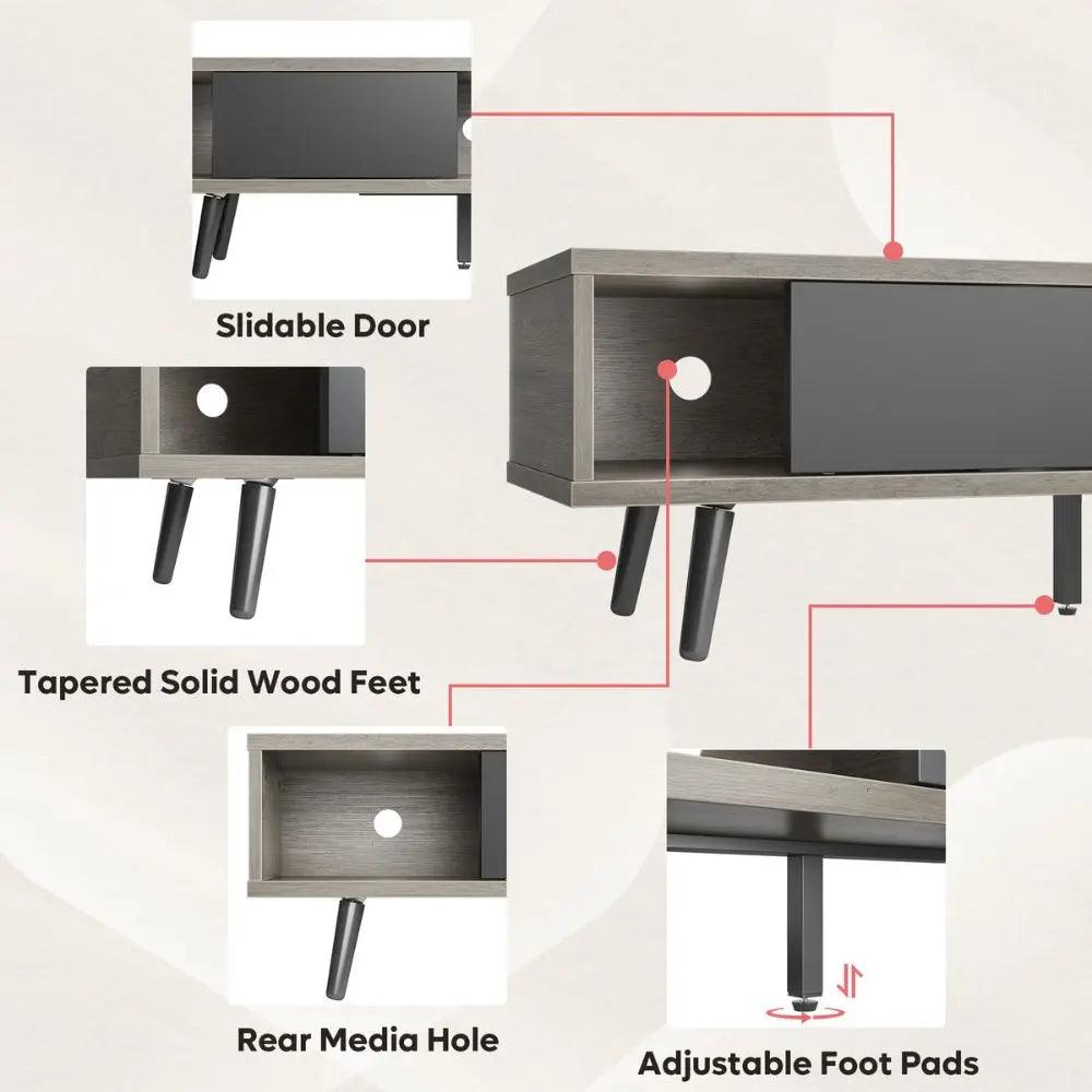 the details of Mid Century Modern TV Stand with Storage for 75 inch TV - Bestier