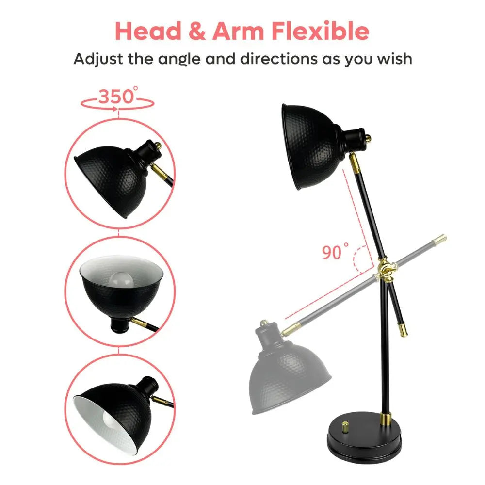 the details of 26'' Black Metal Table Lamp with USB Port - Bestier
