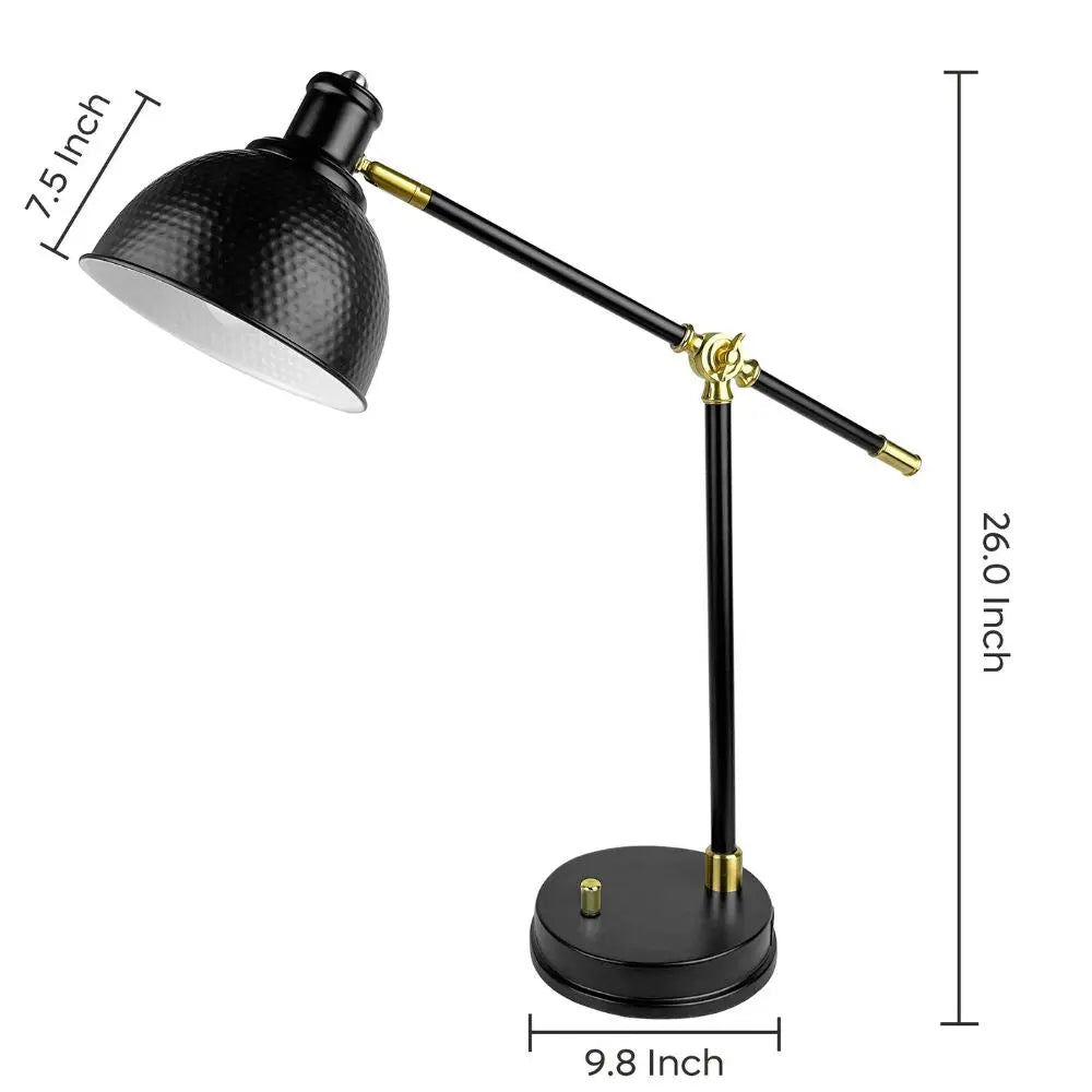 the size of Black Metal Table Lamp with USB Port