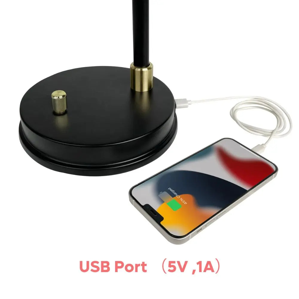 the USB Port of 26'' Black Metal Table Lamp