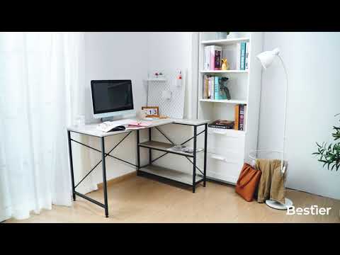Bestier 47 inch Small L shaped desk for Home Office Desk with Reversible Shelves