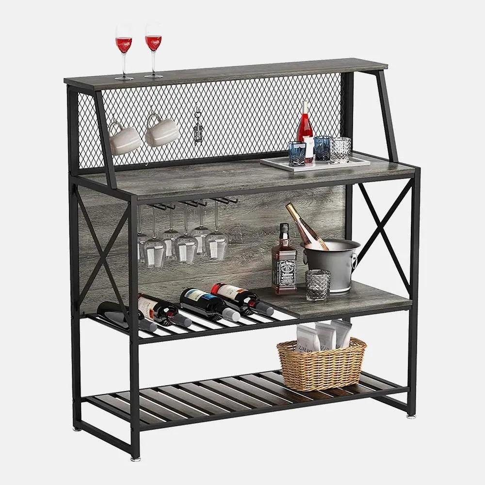 Multi-function Wine Rack Table Cabinet Bestier Vintage Dark Grey 