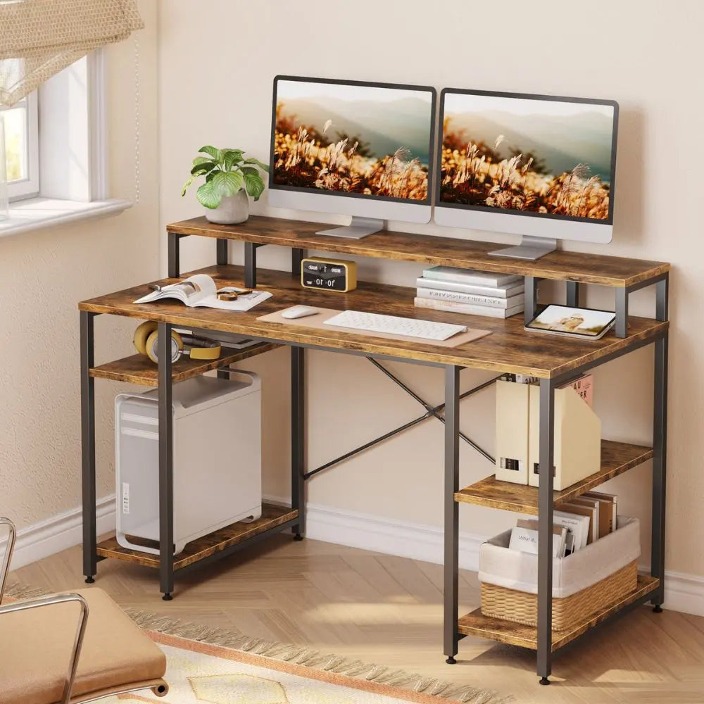 Office Desk with Monitor Shelf - Bestier