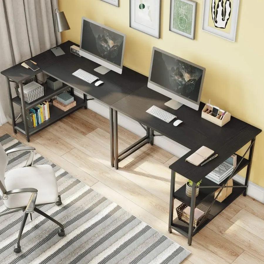 two 47 inch L shaped desk of Black